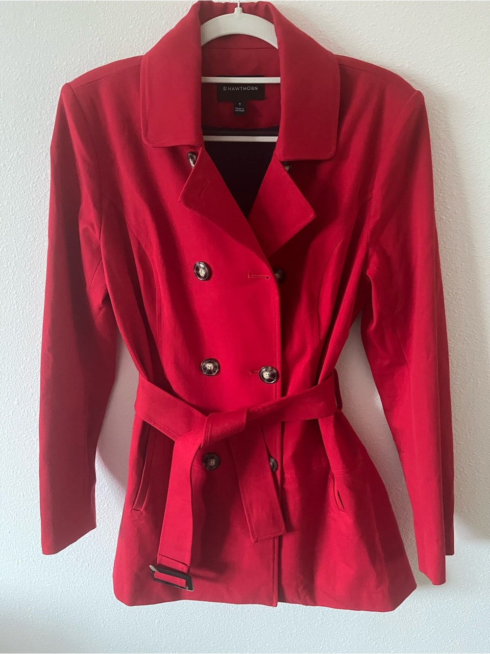 41 Hawthorn Red Double-Breasted Belted Trench Jacket